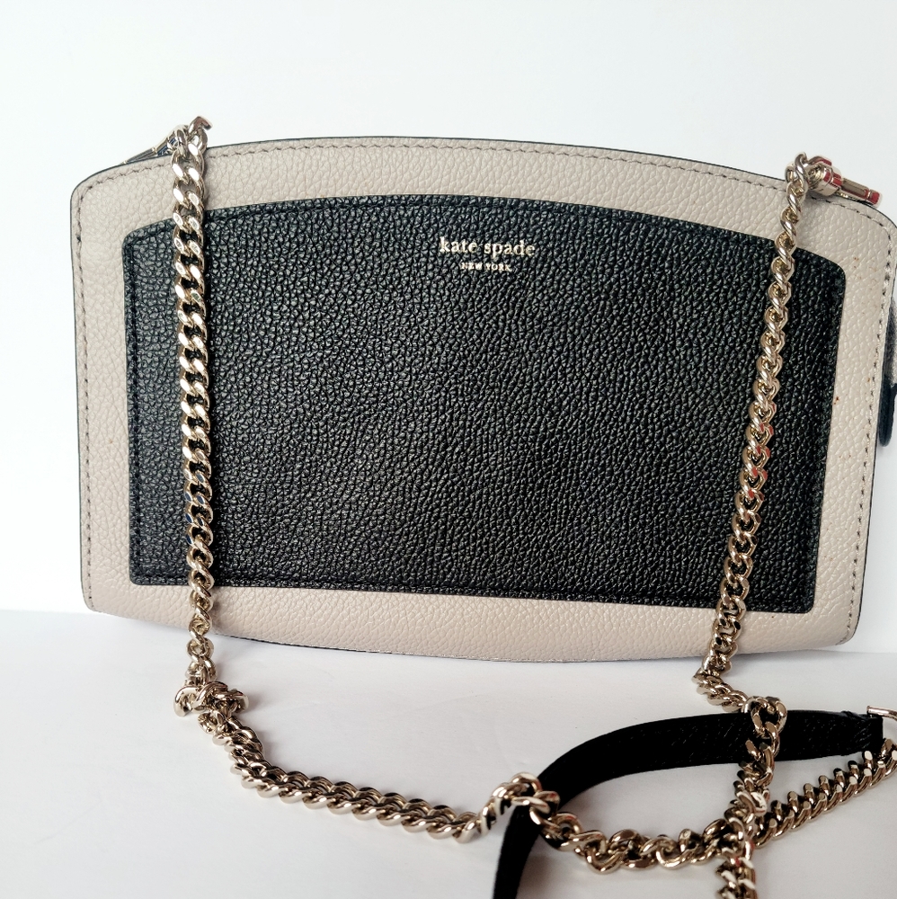 Kate Spade Black Cream Leather Crossbody Bag